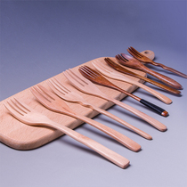 Day style and style Tangle Wire Outlet Wooden Children Cutlery Zakka Wood Long Handle Restaurant Log Fork