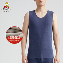 Scarecrow Mens Warm Vest Unscented Lingerie base shirt Mulberry Silk Cold-proof Autumn Wear in Autumn Winter