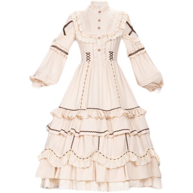 Secondary brand - Spring couple original Lolita shepherdess OP dress design CLA pastoral style skirt can be detachable 2way wear