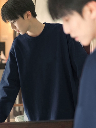 Хлопковый демисезонный спортивный черный приятный телу лонгслив для мальчиков с круглым воротником, США