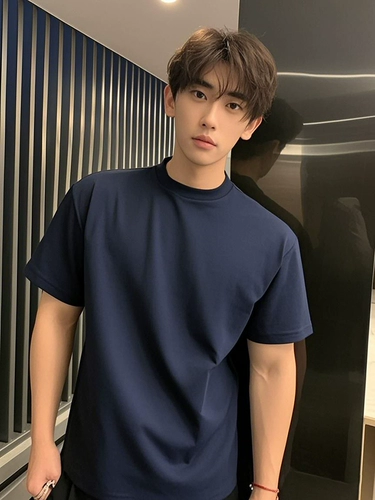 Хлопковая черная летняя приятная телу футболка, 300 грамм, изысканный стиль, короткий рукав