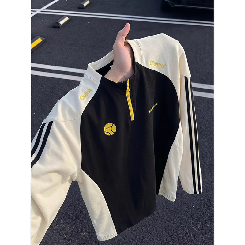 American-Style Sports Half-Zip Long-Sleeved T-Shirt for Men in Autum with Contrasting Color Splicing Casual Base Layer Outdoor Jersey Cycling Clothing American-Style Sports Half-Zip Long-Sleeved T-Shirt for Men in Autum with Contrasting Color Splicing Casual Base Layer Outdoor Jersey Cycling Clothing