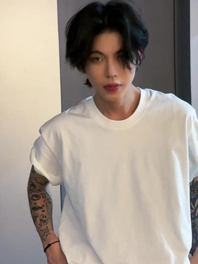 Pure Cotton White T-Shirt with a Small Neckline, Clean Fit, Short-Sleeved Men's Summer Inner Wear, Heavyweight Half-Sleeve Base Shirt