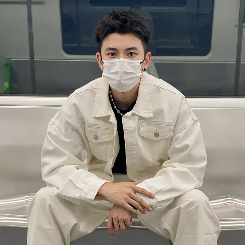 Cleanfit White Denim Jacket for Men, Spring and Autumn American-Style Workwear Jacket, Cool and Stylish, Clean and Easy to Wear, Baseball Jacket