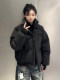American short three-proof down jacket men's winter thickened stand-up collar canvas leather jacket high-end couple bread suit