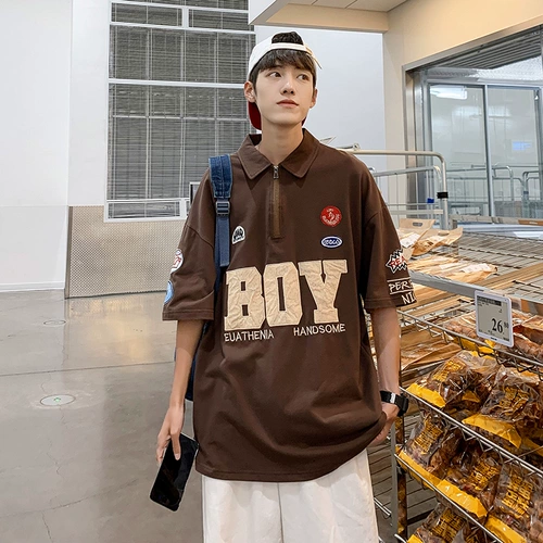 Tide, бейсбольная летняя футболка polo, рубашка с молнией, в американском стиле, на молнии, короткий рукав