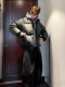 Fake two-piece American short down jacket, hooded, high-end leather jacket, men's handsome winter outfit, complete set