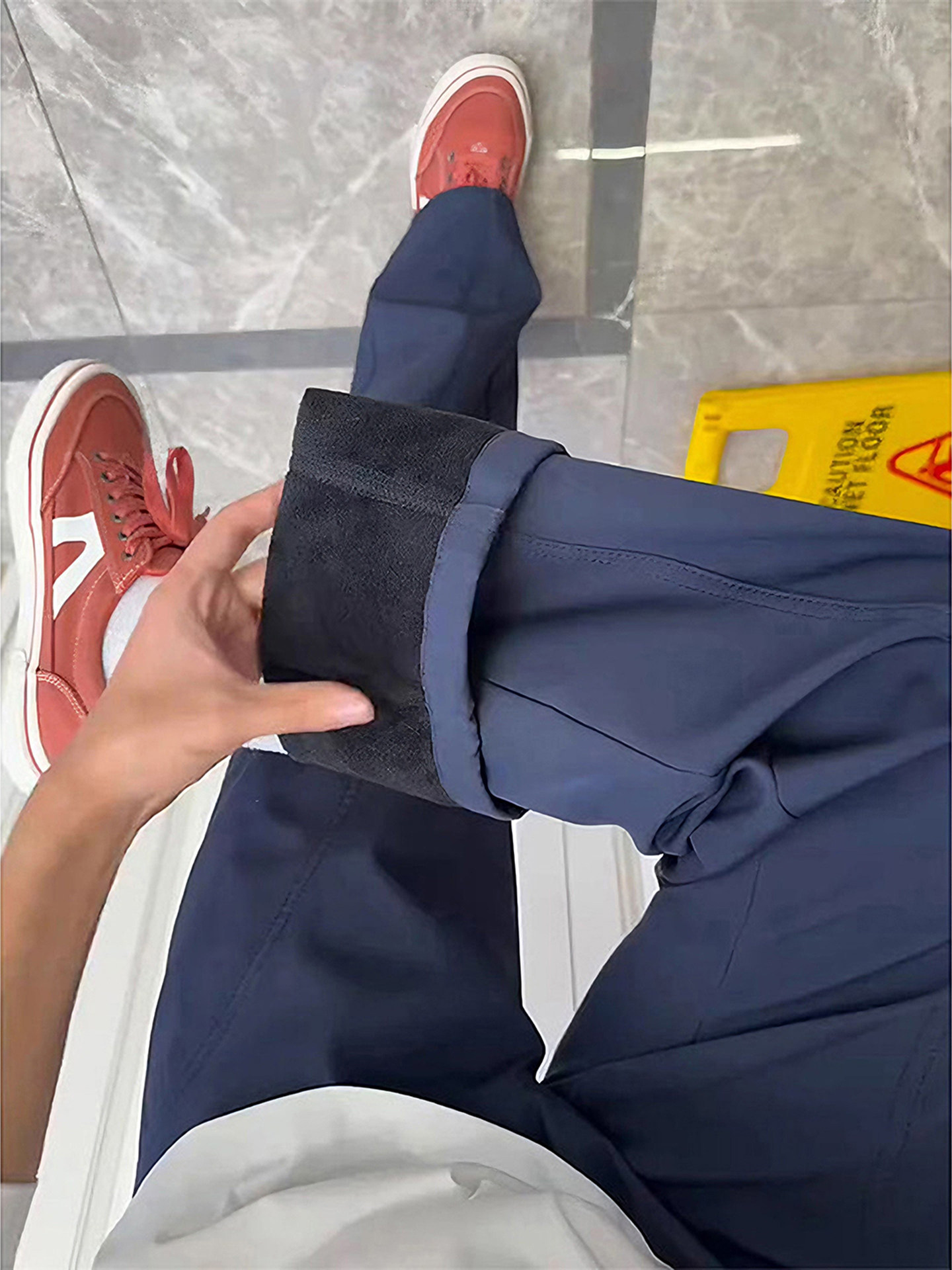 American-Style Navy Blue Diagonal-Cut Sweatpants for Men, Winter Functional Softshell Fleece-Lined Assault Pants, Three-Proof Warm Ski Pants