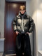 Fake two-piece American short down jacket, hooded, high-end leather jacket, men's handsome winter outfit, complete set