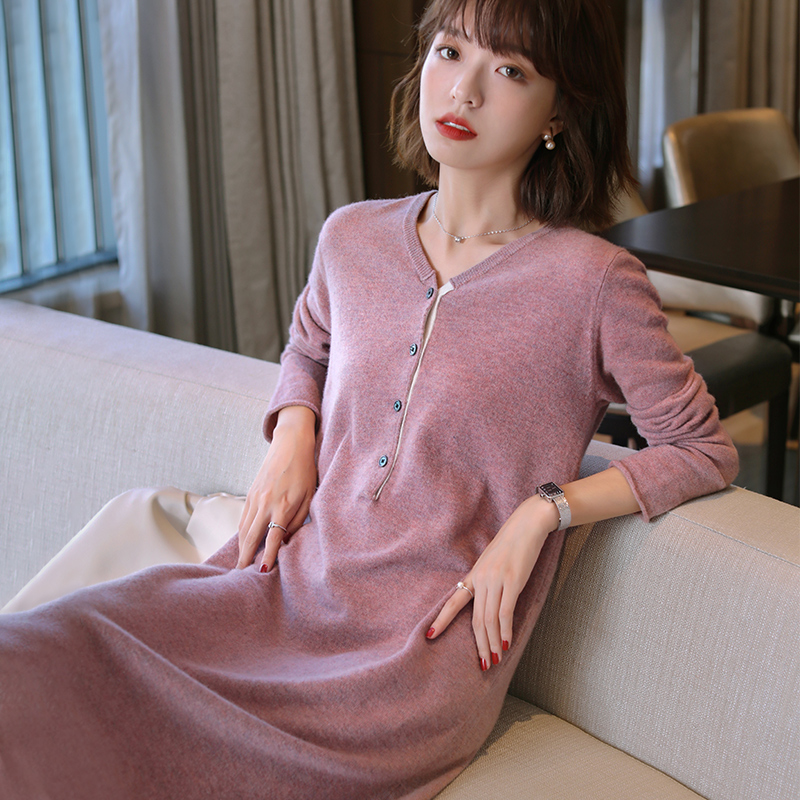 Single wear base two suitable 2022 spring new high-end wool knitted interior with long version loose dress