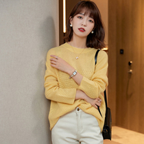 Trendy expats ~ 2022 spring new French style hollowed-out wool stitch sweatshirt loose casual 100 hitch women