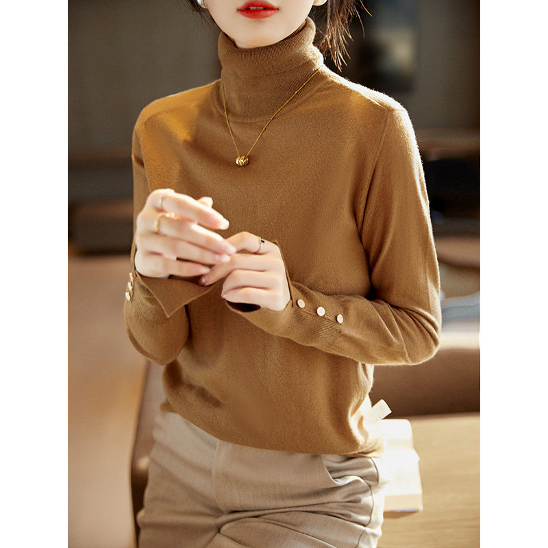 100% Pure Wool High Collar Warm Needles Weaselwear Women 2022 Autumn Winter New Pint Slim Fit 100 Hitch Base Sweater Woman