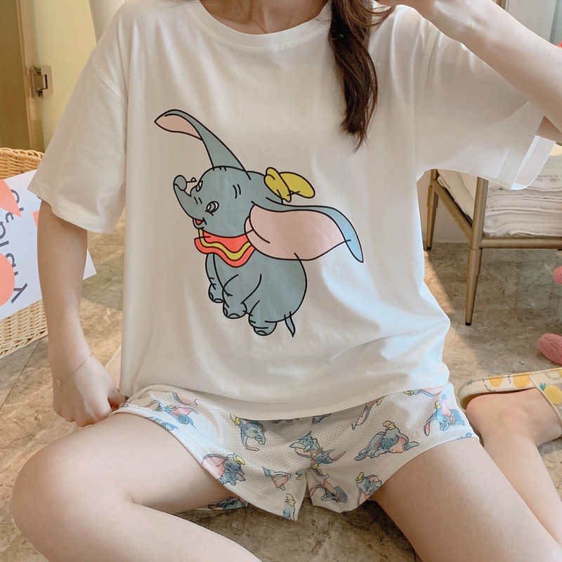 Hàn Quốc phiên bản của pajama phụ nữ mùa hè bông ngắn tay quanh cổ áo hai mảnh sinh thiết tươi mỏng có thể mặc quần áo về nhà.