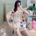 bộ đồ ngủ cardigan Nhật womens bông mùa hè ngắn sleeveth mỏng dễ thương phim hoạt hình dưa hấu Hàn Quốc phiên bản lỏng lẻo bộ quần áo về nhà. 