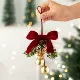 Рождественский кулон из сосновой шишки D2 двойной колокольчик-красный