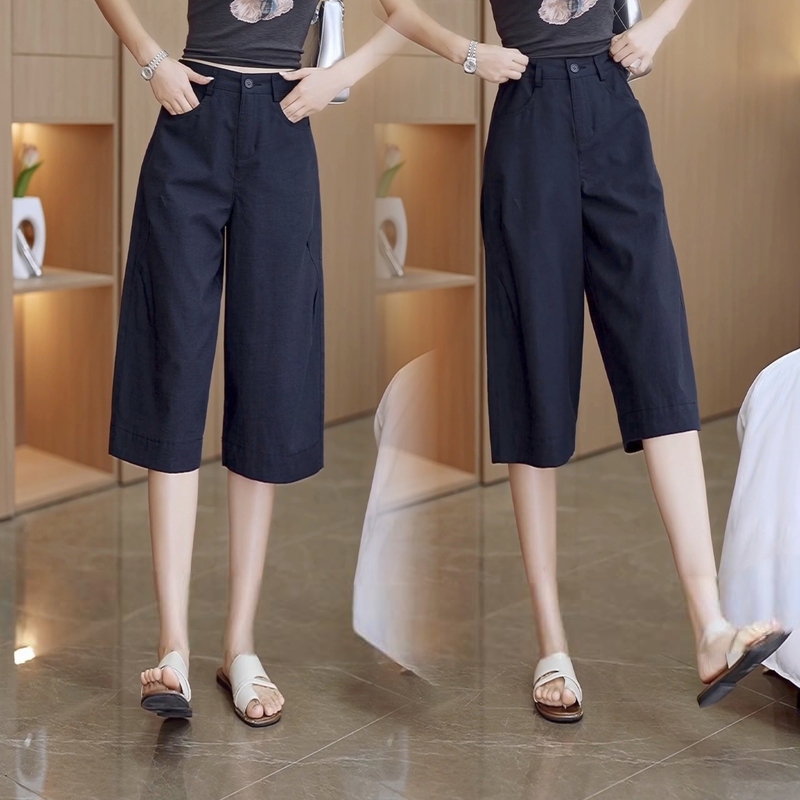 Tencel Cotton Linen High-Waisted Straight-Leg Pants for Women, Summer Versatile Slimming Loose Cool Breathable Cropped Casual Pants for Petite Women Tencel Cotton Linen High-Waisted Straight-Leg Pants for Women, Summer Versatile Slimming Loose Cool Breathable Cropped Casual Pants for Petite Women