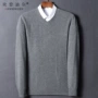 Camdendir dày cashmere áo len nam cổ chữ V mùa đông giản dị thả lỏng trái tim cổ áo len tinh khiết áo len cashmere nam - Áo len Cashmere thời trang nam