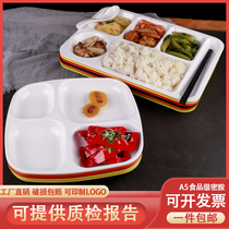 School canteen special fast food plate melamine tableware Student grid multi-grid 4-grid plastic dinner plate fast food restaurant commercial