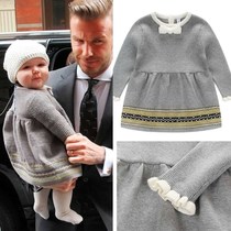 Girls baby dress Infant children autumn and winter clothes new 1-9 years old little girl princess skirt baby sweater