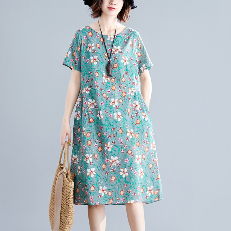 Cotton silk nightdress women summer can wear thin mom rayon pajamas summer loose large size dress home clothes