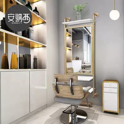Nordic wind Net red shop mirror table simple modern beauty salon mirror hair salon dedicated single-sided mirror table
