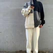 19 autumn show Jil Sander color matching niche minimalist loose pullover Xiao war with sweater knitwear