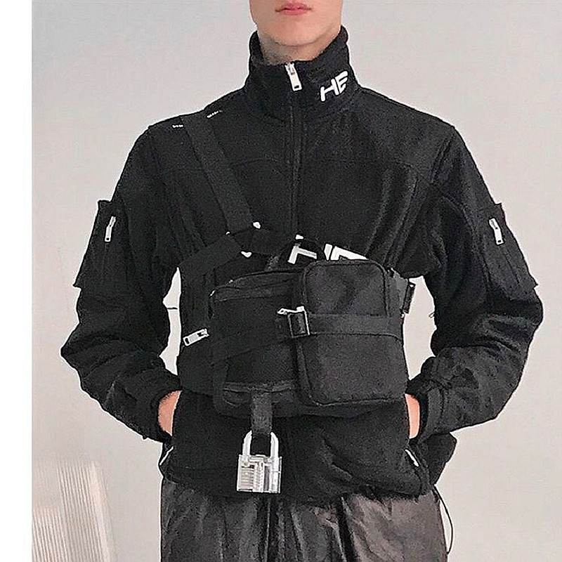 HELIOT EMIL functional jacket HE deconstructs dark Pioneer ins niche design splicing Tide brand tooling jacket