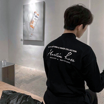 Martine Rose mid-high collar ins with niche design sense black and white Joker men's and women's long sleeve T-shirt
