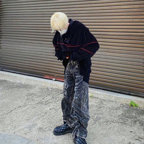 Y Project Red Line Color Matching Double Neck Deconstruction Loose Minor Design Sense ins Lazy Velvet Men's and Women's Wear