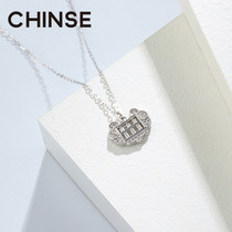 s925 sterling silver wishly lock Abacus necklace auspicious fortune long lock pendant ins ladies choker ethnic style