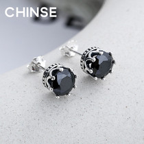 Placing silver retro earrings for men and women simple cold wind earrings new accessories light luxury small summer birthday gift