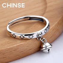 S925 sterling silver bell ring female retro fashion personalized pendant food finger ring creative girlfriends gift Japanese light luxury