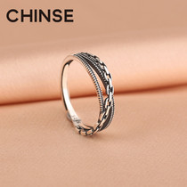 925 Sterling Silver Tide Men Single Ring Retro Index Finger Wind Tail Ring Personality Fat Size Female Ring Adjustable