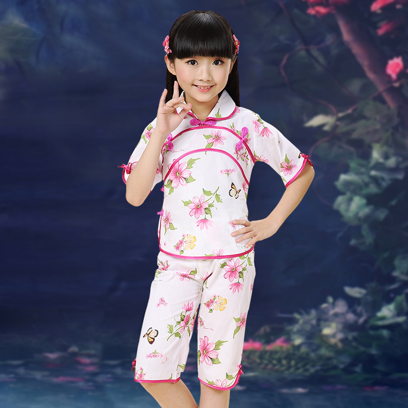 Ngày quốc khánh Performance Quần áo cô gái ăn mặc mùa hè Vintage Trung Quốc Phong cách Stage Set trang phục cổ trang phục vô lể 61 trẻ em.