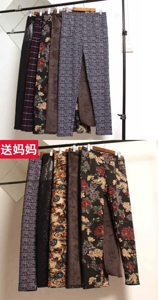 Mùa đông mẹ cộng với quần legging nhung dày bên trong và bên ngoài để mặc ấm eo cao trung niên cộng với quần dài XL phụ nữ áo kiểu nữ đẹp tuổi 40