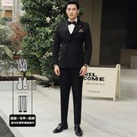 Черный жилет, штаны, рубашка, галстук, галстук-бабочка