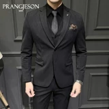 Мужской комплект, пиджак классического кроя для отдыха, изысканный стиль, облегающий крой, 3 предмета