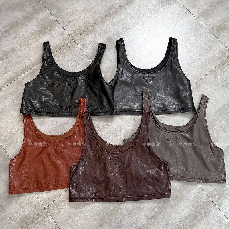 Haining Genuine Leather Suspender Vest for Women, 2026 Autumn New High-Waisted Layered Leather Vest, Hong Kong Style Retro Oil Wax Leather Top