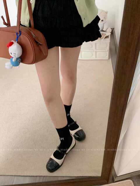 Summer girl's slim embroidered socks jk bow mid-tube Korean niche ins simple versatile mid-tube