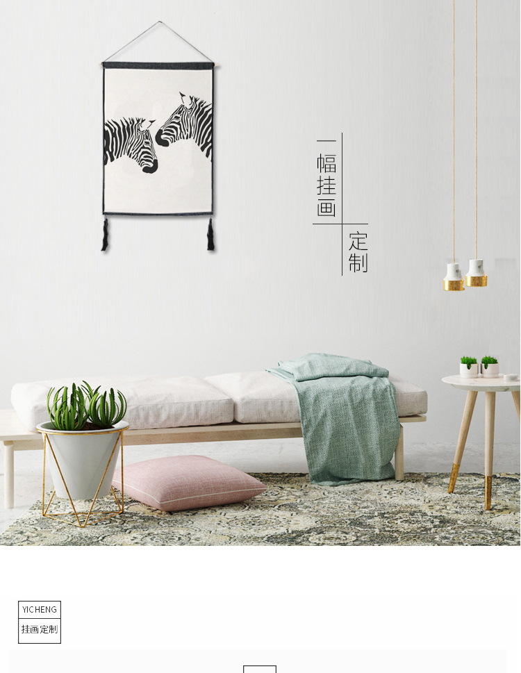 Tùy chỉnh Bắc Âu trang trí tấm thảm ins nền tường treo mét hộp bìa vải cotton linen art tranh tấm thảm