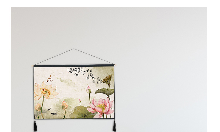 Màu nước Lotus Living Room Trang Trí Tấm Thảm Tranh Nhỏ Tươi Trung Quốc Bức Tranh Không Khung Trang Trí Cạnh Giường Tấm Thảm Phòng Khách Bức Tranh Tường thảm treo tường 2m