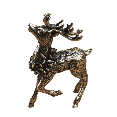 Китайский стиль чистый медный оленя, исследование пара украшений твердые латунные сика оленя, фигура, ремесленная скульптура маленький подарок