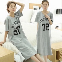  2021 night dress womens summer short-sleeved cute thin Korean version of the students new home clothes can be worn outside pajamas net red