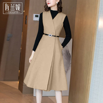 Autumn 2020 new vest dress female waist western style wild temperament long high-end vest skirt age reduction