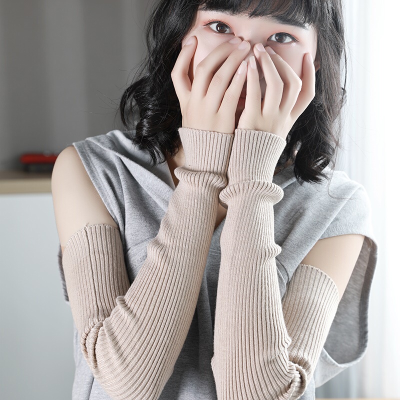 Wool Fake Sleeves Arm Warmers Thermal Sleeves for Women Autumn and Winter Spliced Long Gloves Knitted Elbow Protectors Arm Sleeves