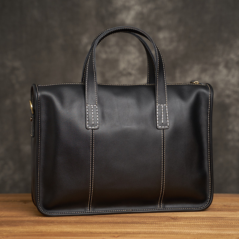 Original handmade crazy horse leather man bag retro Inren handbag genuine leather head layer cow leather minimalist casual briefcase boomer-Taobao