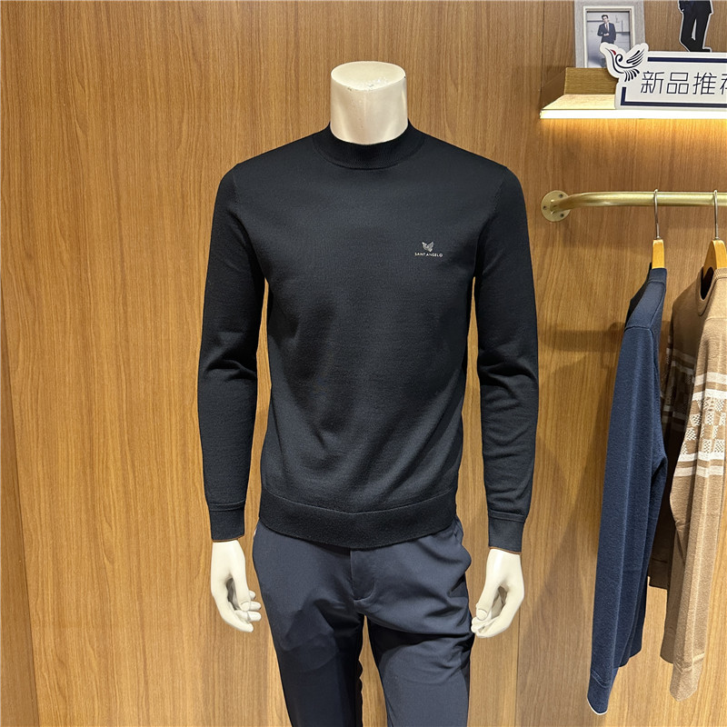 Baoxiniao Men's 2024 Autumn and Winter Business Casual Half-Turtleneck Machine Washable Ultrafine Wool Knitted Wool Sweater 8794
