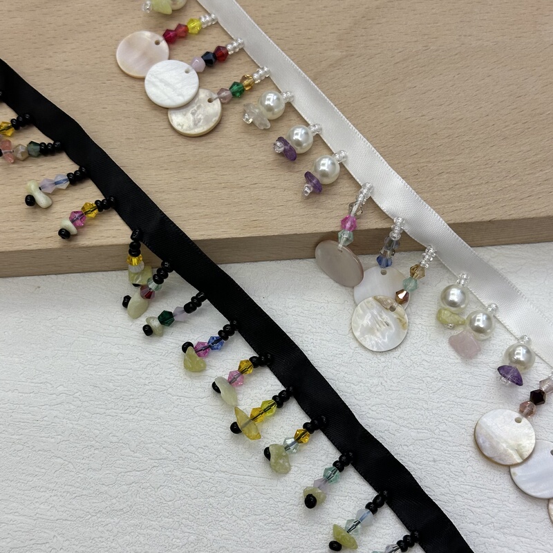 DIY Handmade Beaded Shell Tassel Clothing Curtain Lace Accessories Curtain Head Decoration Patchwork Fringe