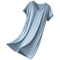 Pajamas with breast pads for women summer 2024 new model modal ice silk feel maternity short-sleeved pajamas can be worn outside the home