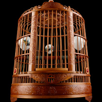 Carved thrush bird cage Bamboo boutique high-end hand carved luxury high-end large starling wren bamboo bird cage
